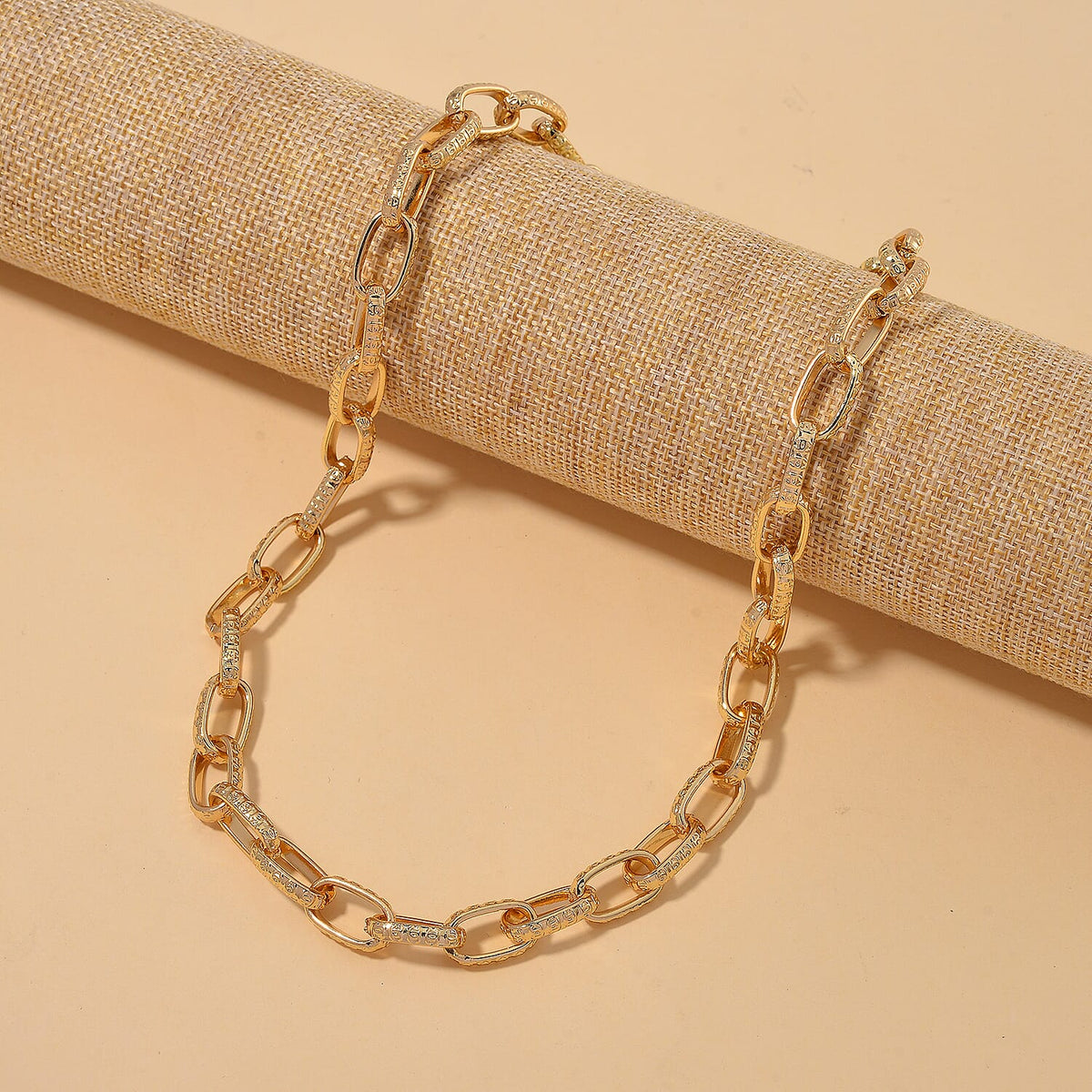 One time Close Out- Broad Paperclip Necklace With Lobster Clasp  (Size - 20+2) in Yellow Tone 7876413 1