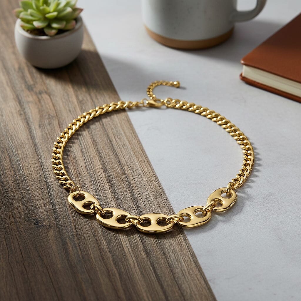 Designer Inspired offer- Mariner Necklace in Silver tone (Size - 20-2 Inch Ext) (Size - 20-2 Inch Ext) in Gold Colour Plating