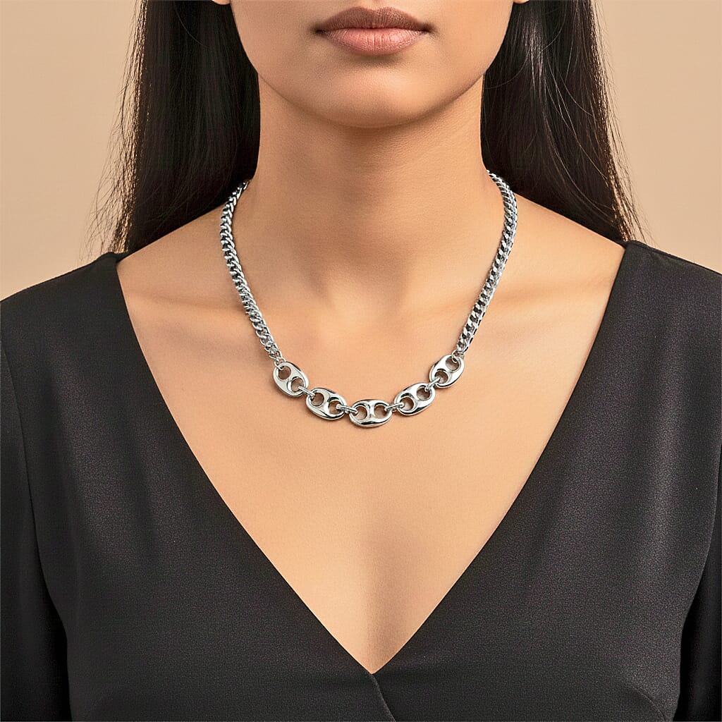 Designer Inspired offer- Mariner Necklace in Silver tone (Size - 20-2 Inch Ext)