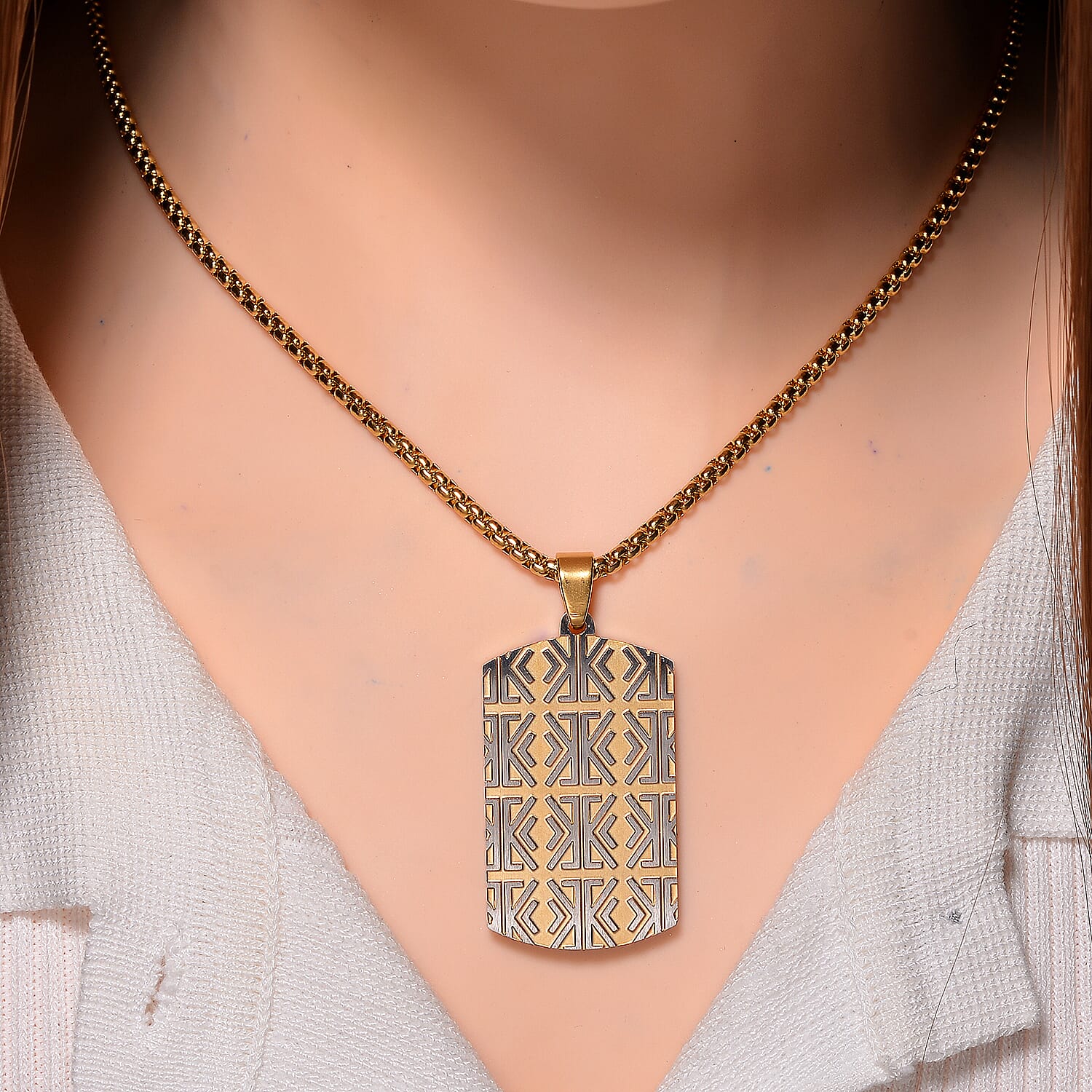 Pendant With Chain (Size - 22) in Yellow Gold Tone 7898330 1