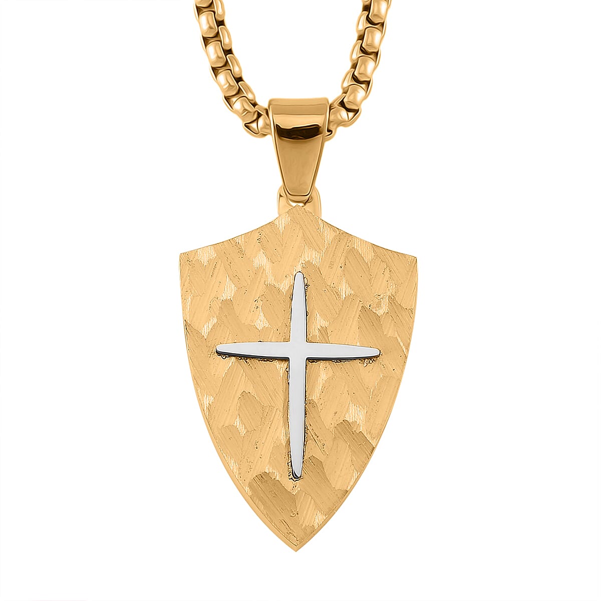 Pendant With Chain (Size - 22) in Silver &amp; Yellow Gold Tone 7901003 0