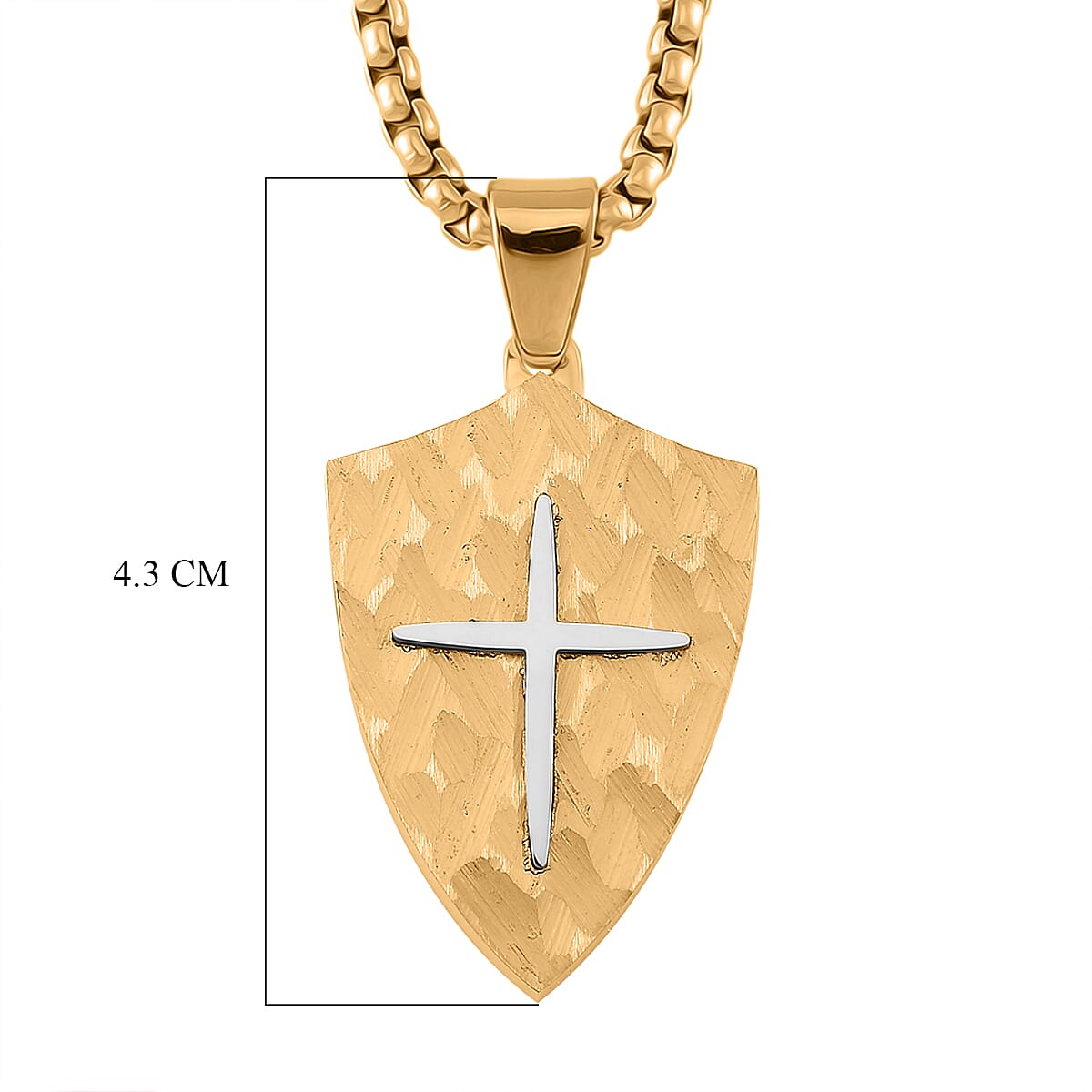 Pendant With Chain (Size - 22) in Silver &amp; Yellow Gold Tone 7901003 6