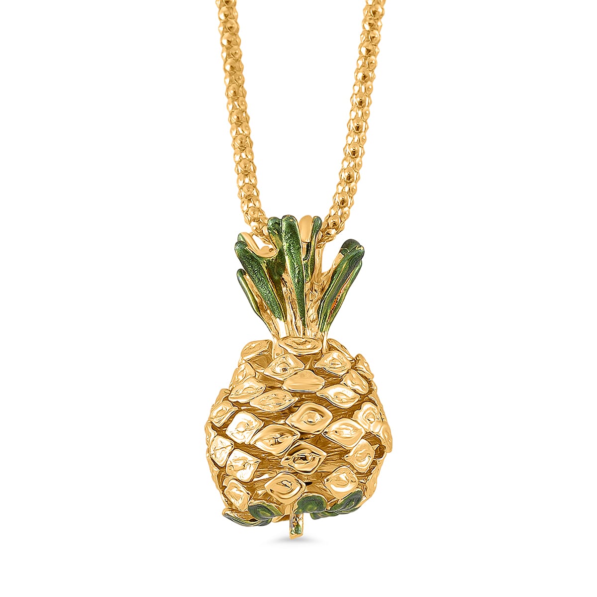 Enamelled Pineapple Pendant With Rope Necklace (Size - 24-2 Ext) 7932449 0