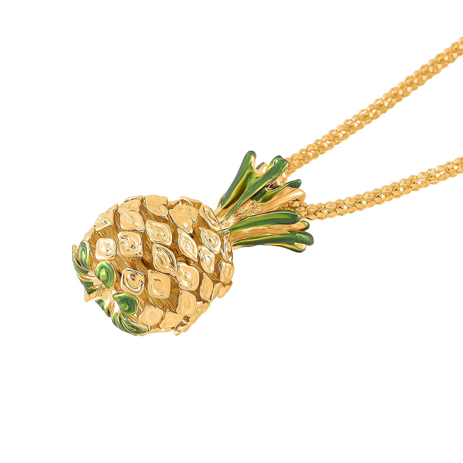 Enamelled Pineapple Pendant With Rope Necklace (Size - 24-2 Ext) 7932449 2