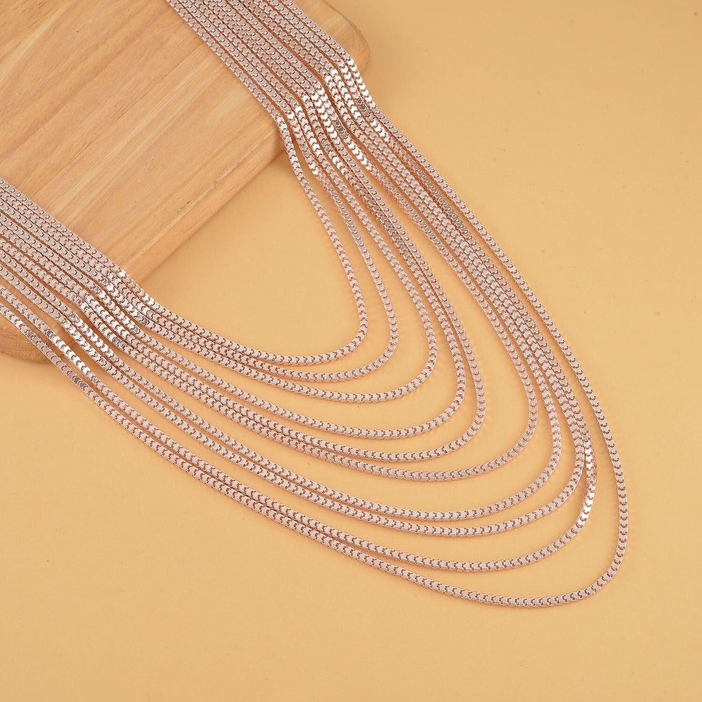Multi Strand Necklace (Size - 18.5-5.5) in Rose Gold Tone