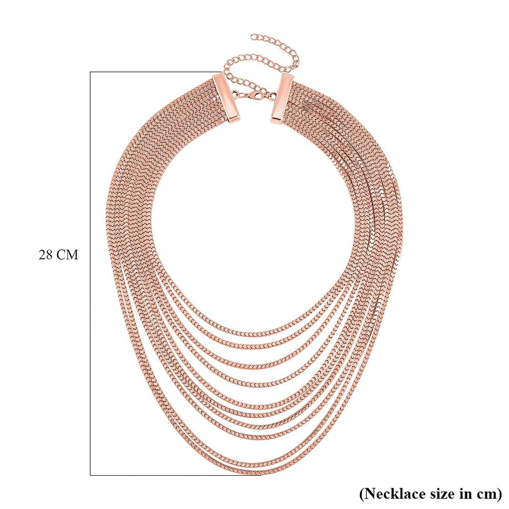 Multi Strand Necklace (Size - 18.5-5.5) in Rose Gold Tone