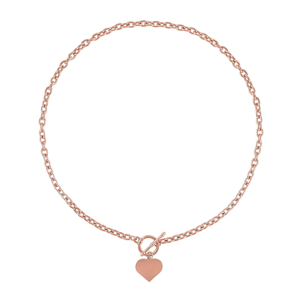 Designer Closeout Deal- Rose Gold Plated Heart Charm Necklace (Size - 20) 7571691 0