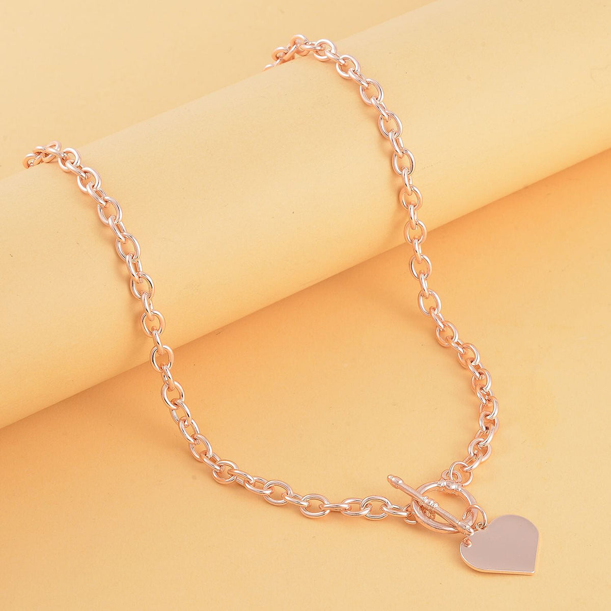 Designer Closeout Deal- Rose Gold Plated Heart Charm Necklace (Size - 20) 7571691 1