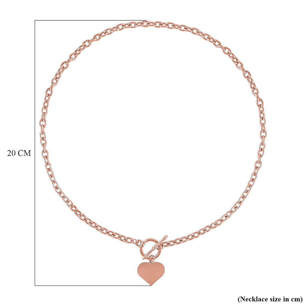 Designer Closeout Deal- Rose Gold Plated Heart Charm Necklace (Size - 20)