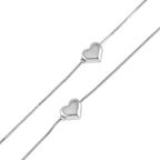 Designer Inspired Silver Plated Double Layered Heart Charm Station Necklace (Size - 33)