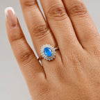 THE ELECTRIC JEWEL - Premium Neon Apatite & White Zircon Ring in Rhodium Overlay Sterling Silver 1.74 Ct.