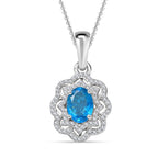 Premium Neon Apatite & Natural Zircon Pendant with Chain (Size 20) in Platinum Overlay Sterling Silver 2.06 Ct
