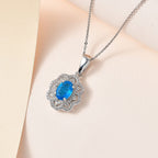 Premium Neon Apatite & Natural Zircon Pendant with Chain (Size 20) in Platinum Overlay Sterling Silver 2.06 Ct
