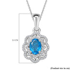 Premium Neon Apatite & Natural Zircon Pendant with Chain (Size 20) in Platinum Overlay Sterling Silver 2.06 Ct