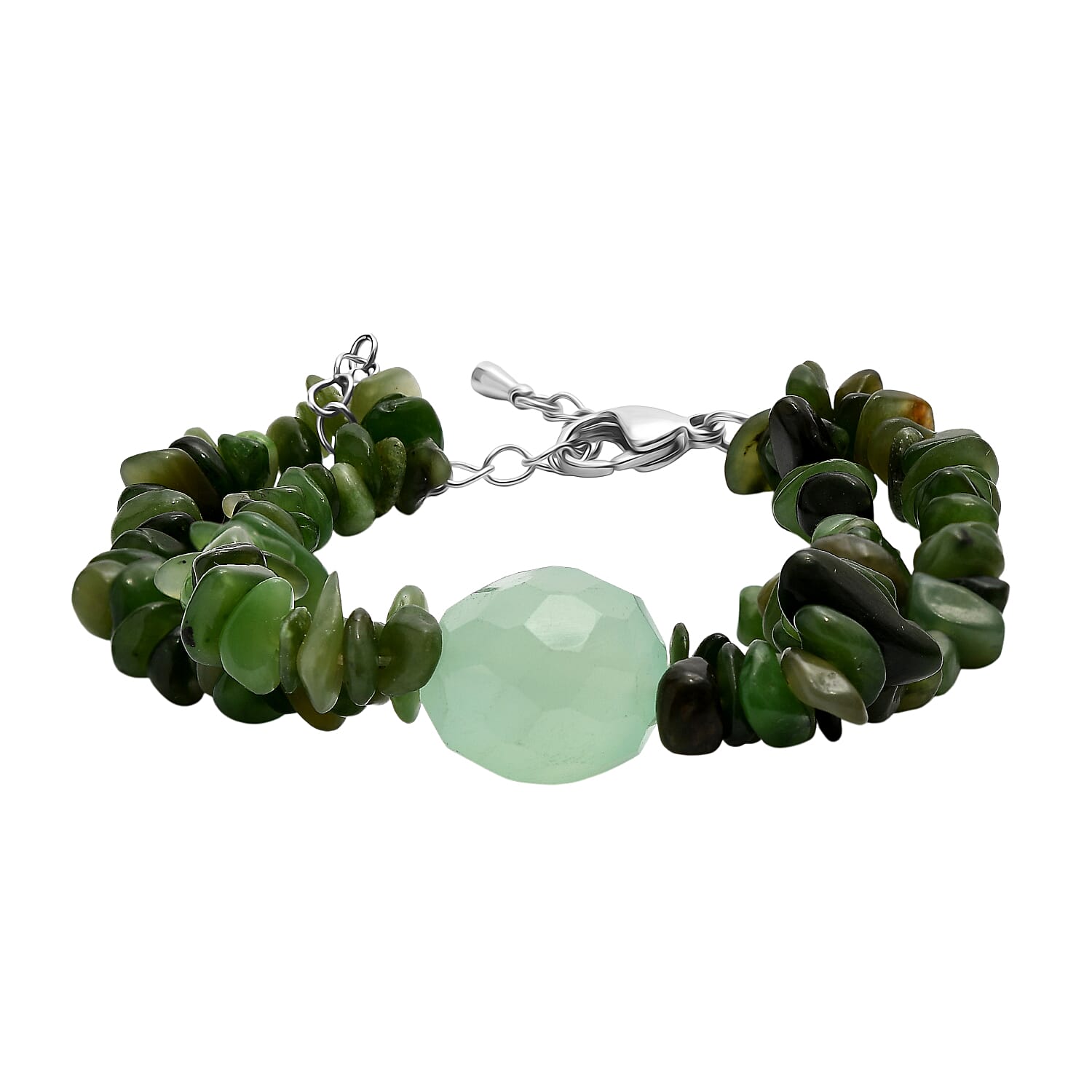 Nephrite &amp; Chalcedony Beads Bracelet (Size 7.5 - 2 Ext) 190.00 Ct. 8267362 0