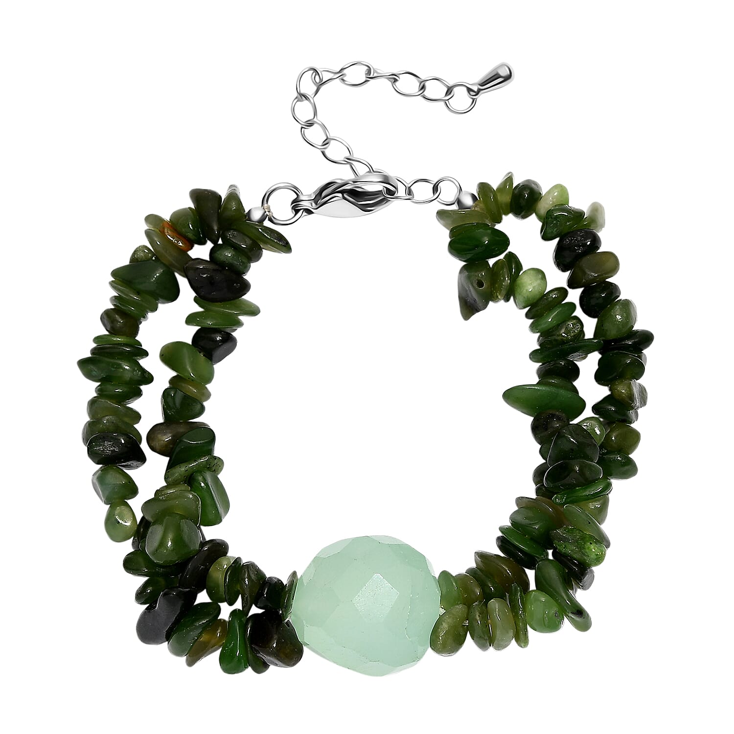 Nephrite &amp; Chalcedony Beads Bracelet (Size 7.5 - 2 Ext) 190.00 Ct. 8267362 3