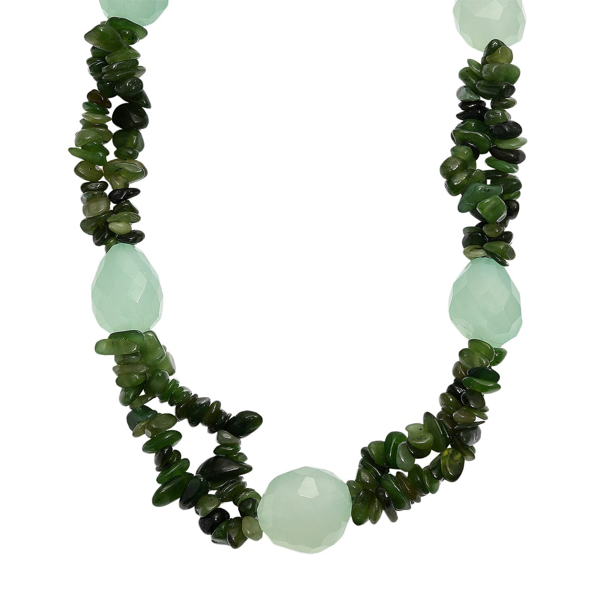 Nephrite &amp; Chalcedony Necklace (Size - 20 - 1 Ext) in Platinum Overlay 525.00 Ct. 8267344 0