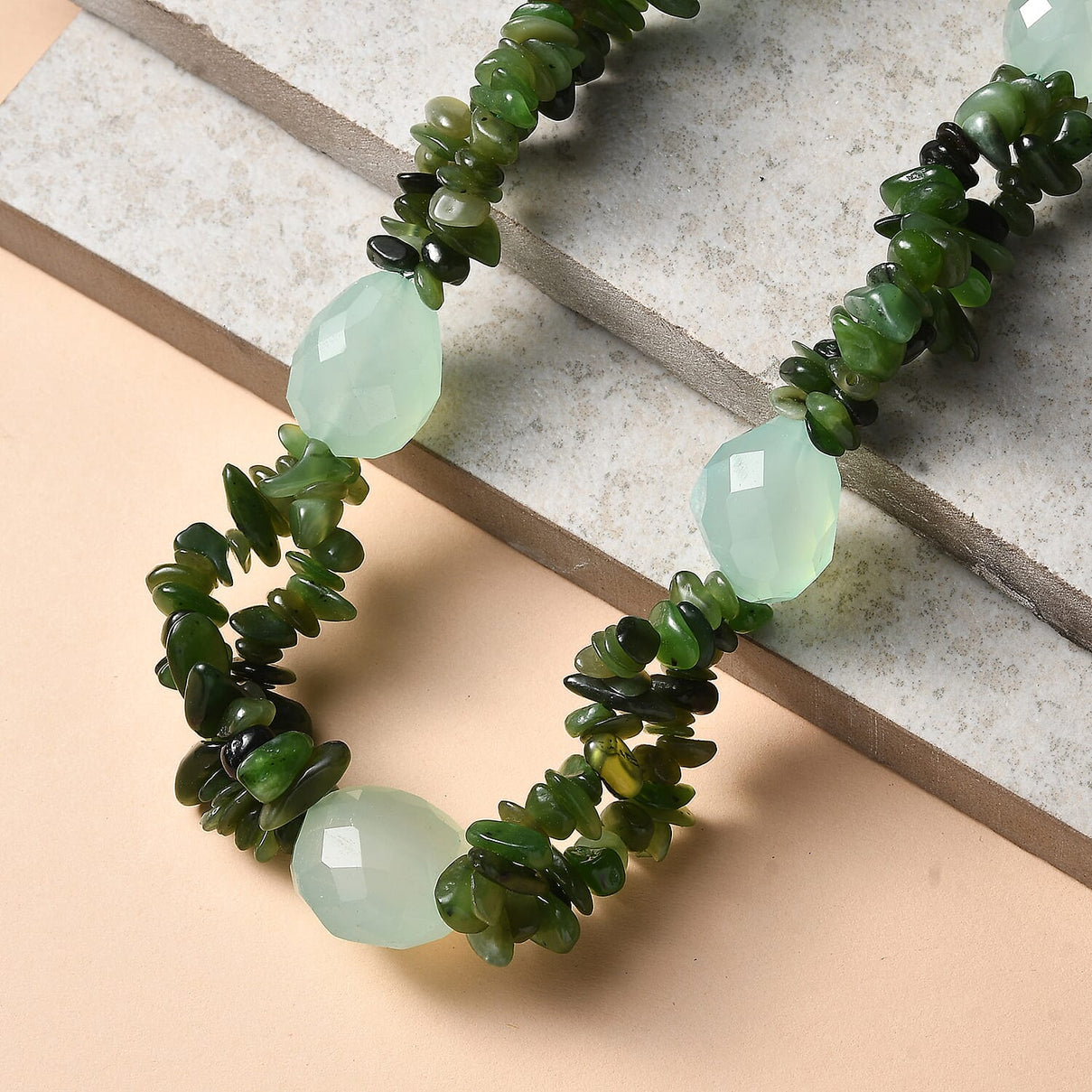 Nephrite &amp; Chalcedony Necklace (Size - 20 - 1 Ext) in Platinum Overlay 525.00 Ct. 8267344 5