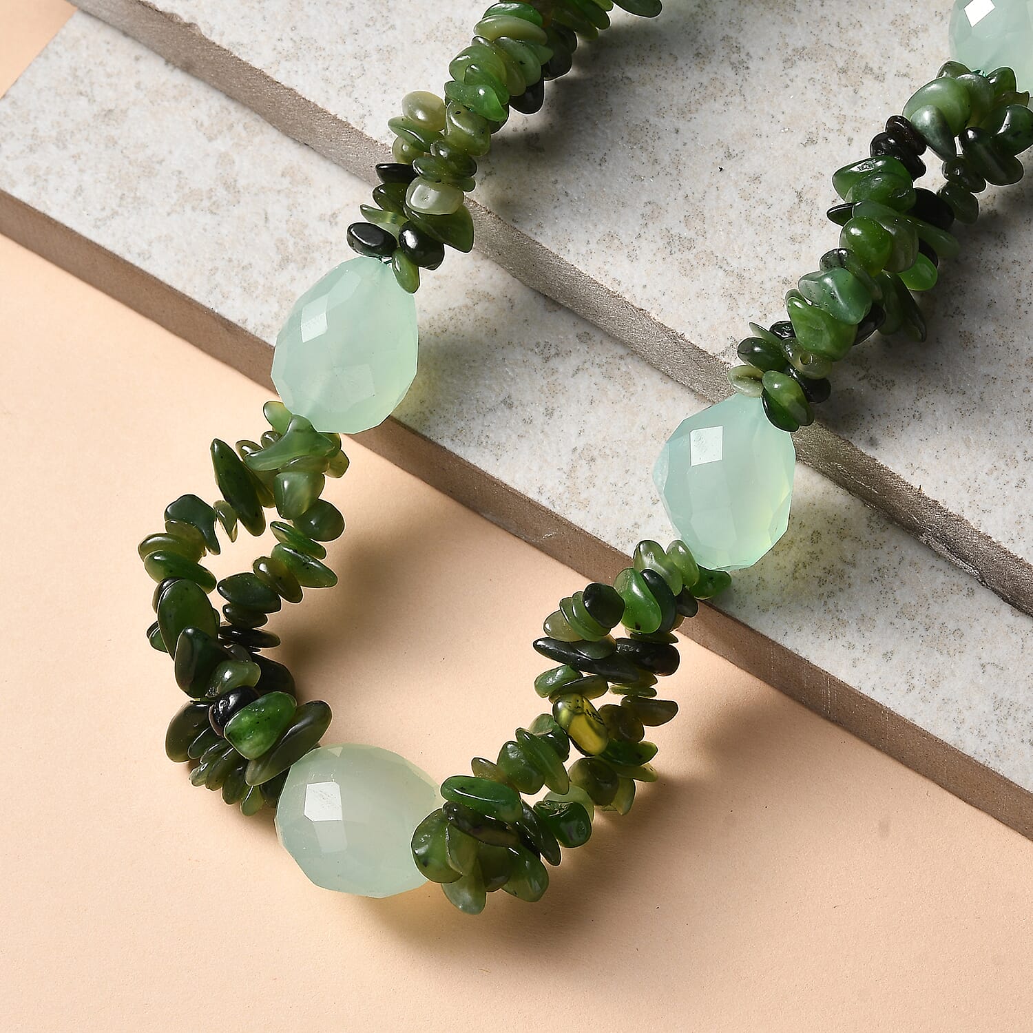 Nephrite &amp; Chalcedony Necklace (Size - 20 - 1 Ext) in Platinum Overlay 525.00 Ct. 8267344 5