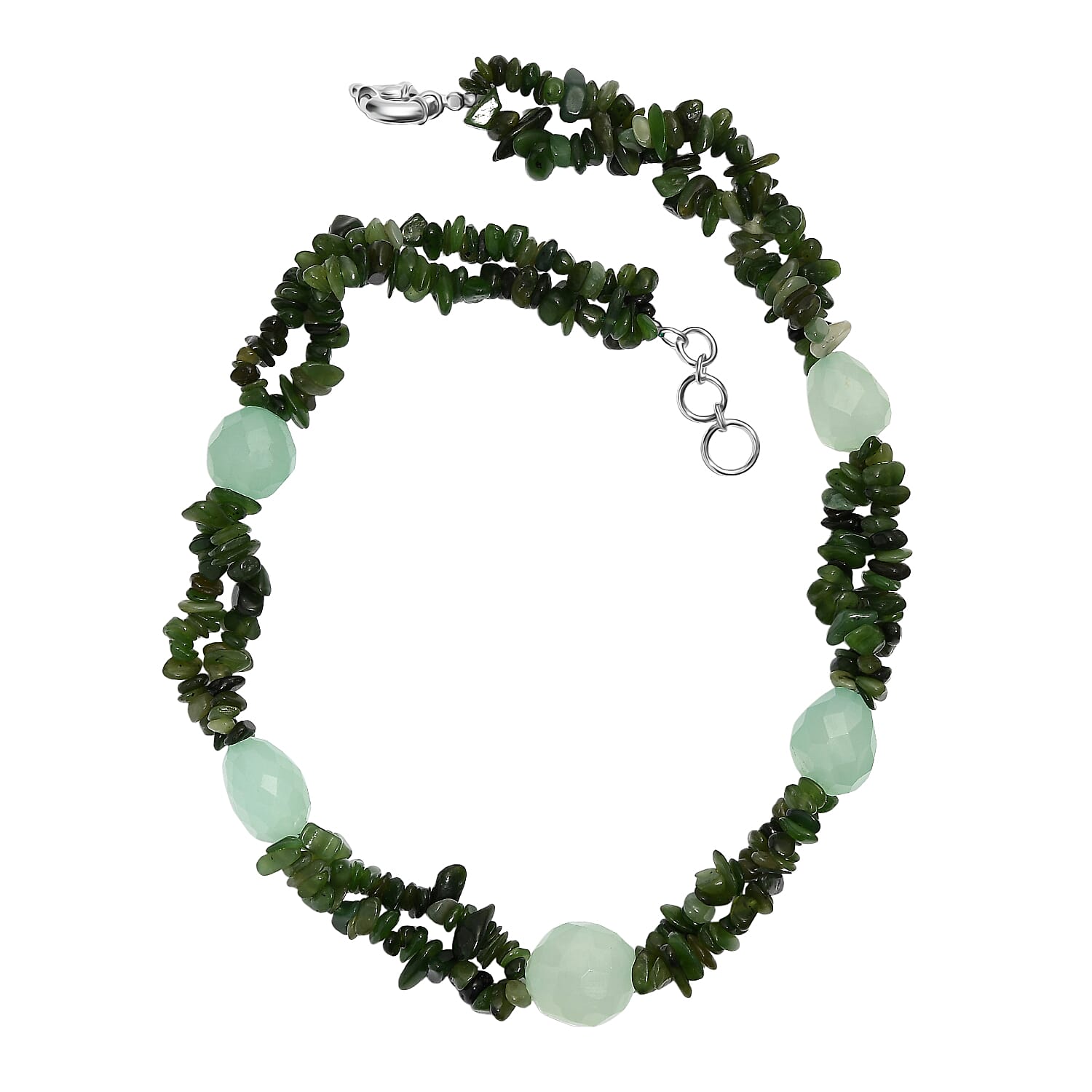 Nephrite &amp; Chalcedony Necklace (Size - 20 - 1 Ext) in Platinum Overlay 525.00 Ct. 8267344 7