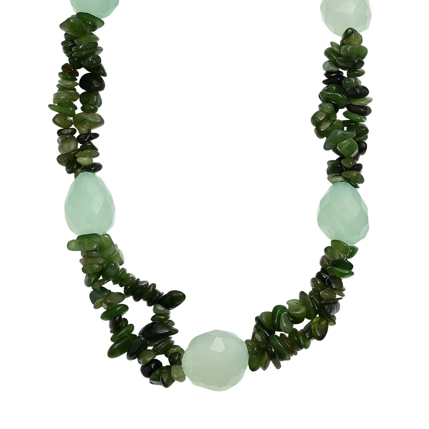 Nephrite &amp; Chalcedony Necklace (Size - 20 - 1 Ext) in Platinum Overlay 525.00 Ct. 8267344 2