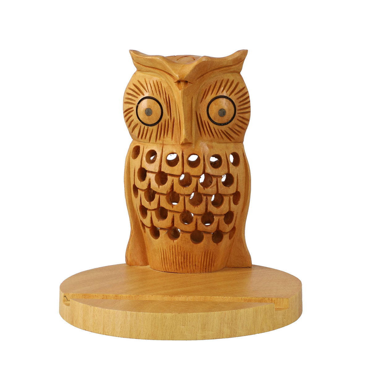 Hand Carved Wooden Mobile Phone Holder- Owl 6066501 0