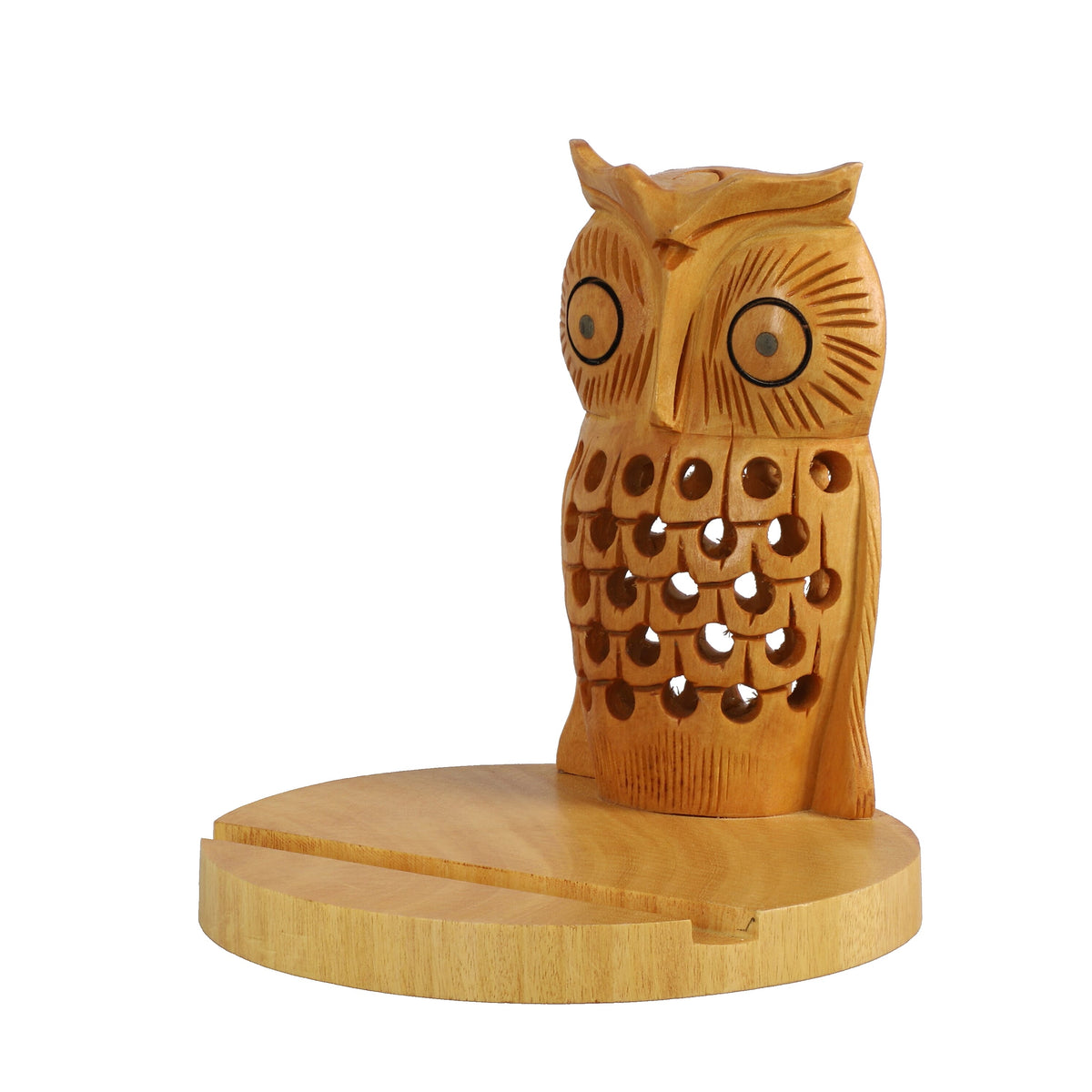 Hand Carved Wooden Mobile Phone Holder- Owl 6066501 5