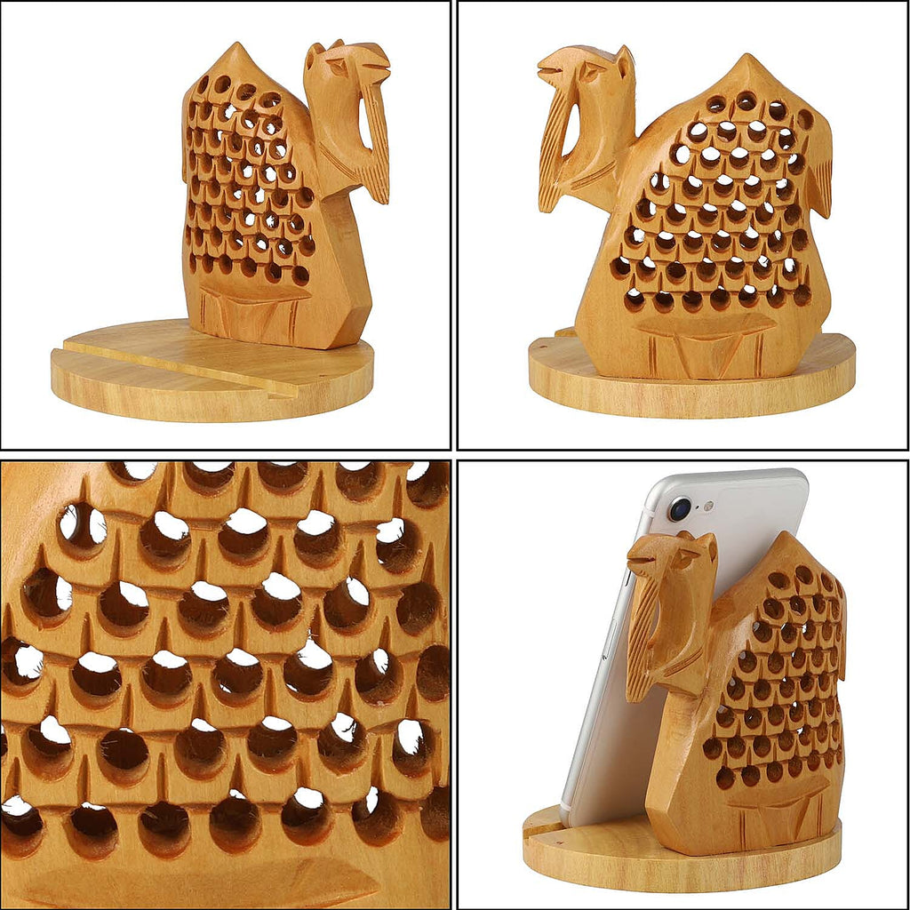 New Arrival- Hand Carved Wooden Mobile Phone Holder - Camel