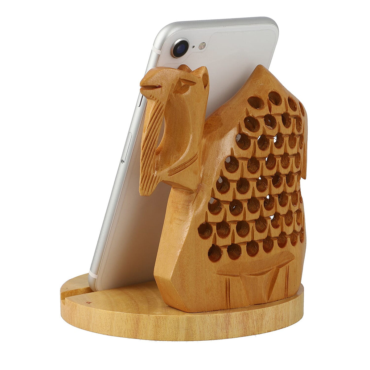 New Arrival- Hand Carved Wooden Mobile Phone Holder - Camel 6066503 6