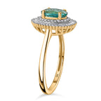 9K Yellow Gold AAA Gemfields Zambian Emerald & White Diamond Ring 1.57 Ct.