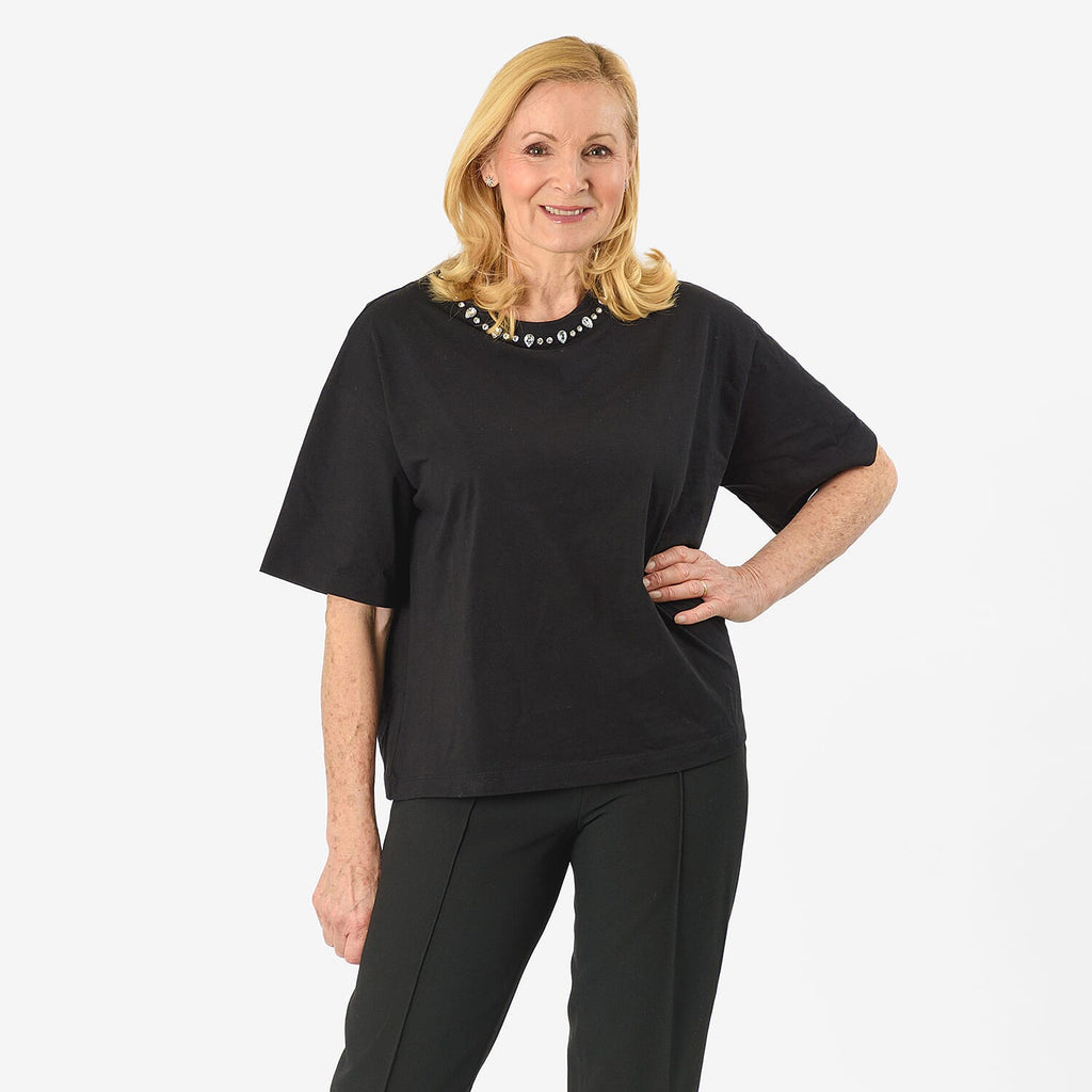 Tjc Cotton Knitted Tee (Size - 14) - Black