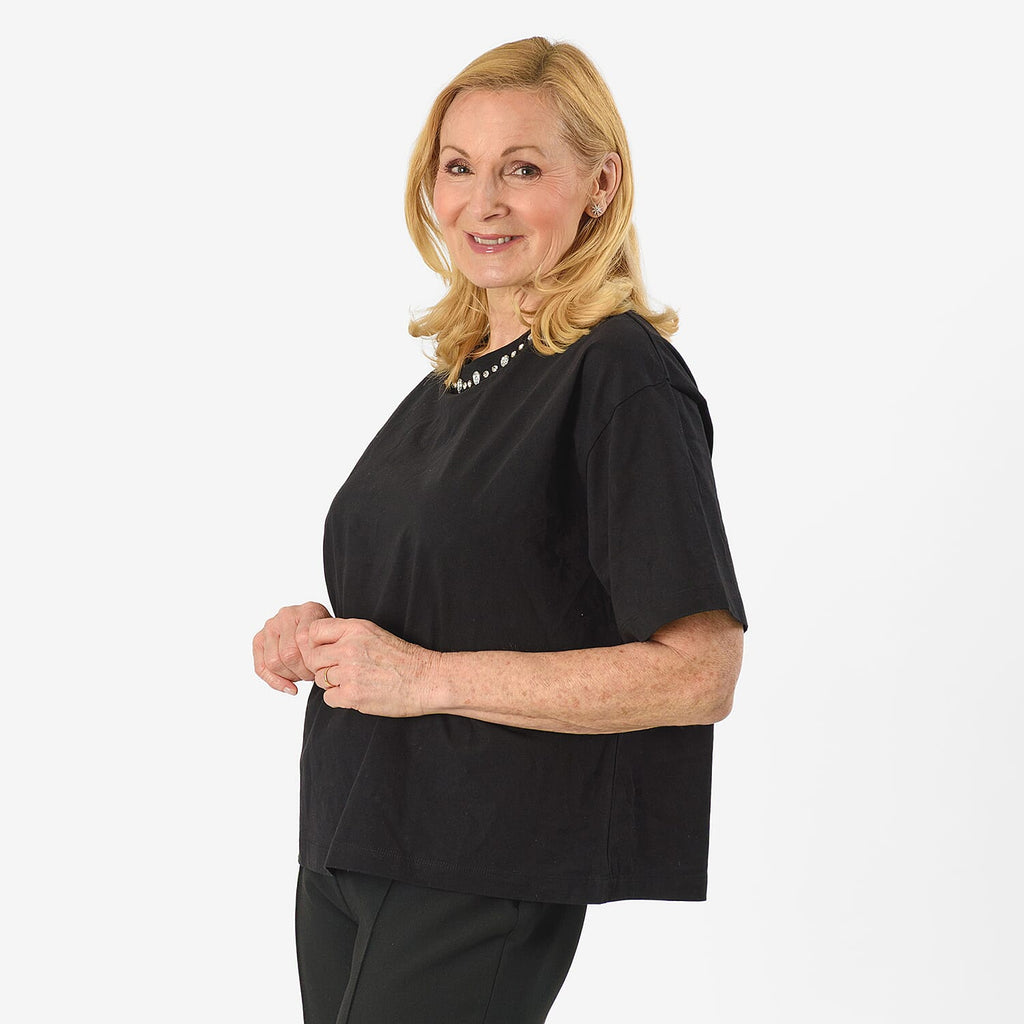Tjc Cotton Knitted Tee (Size - 14) - Black