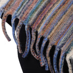 New Arrival Spring Style Striped Poncho with Black Border and Tassel Hem