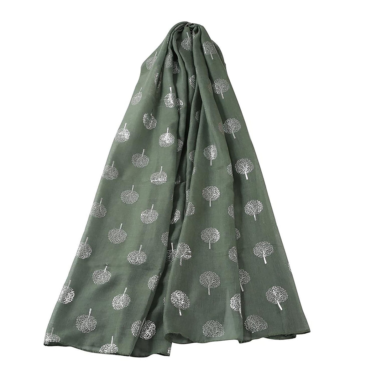 New Arrival - Tree Foil Printed Scarf (Size 180x70 Cm) - Khaki (Army Green) 7230483 0