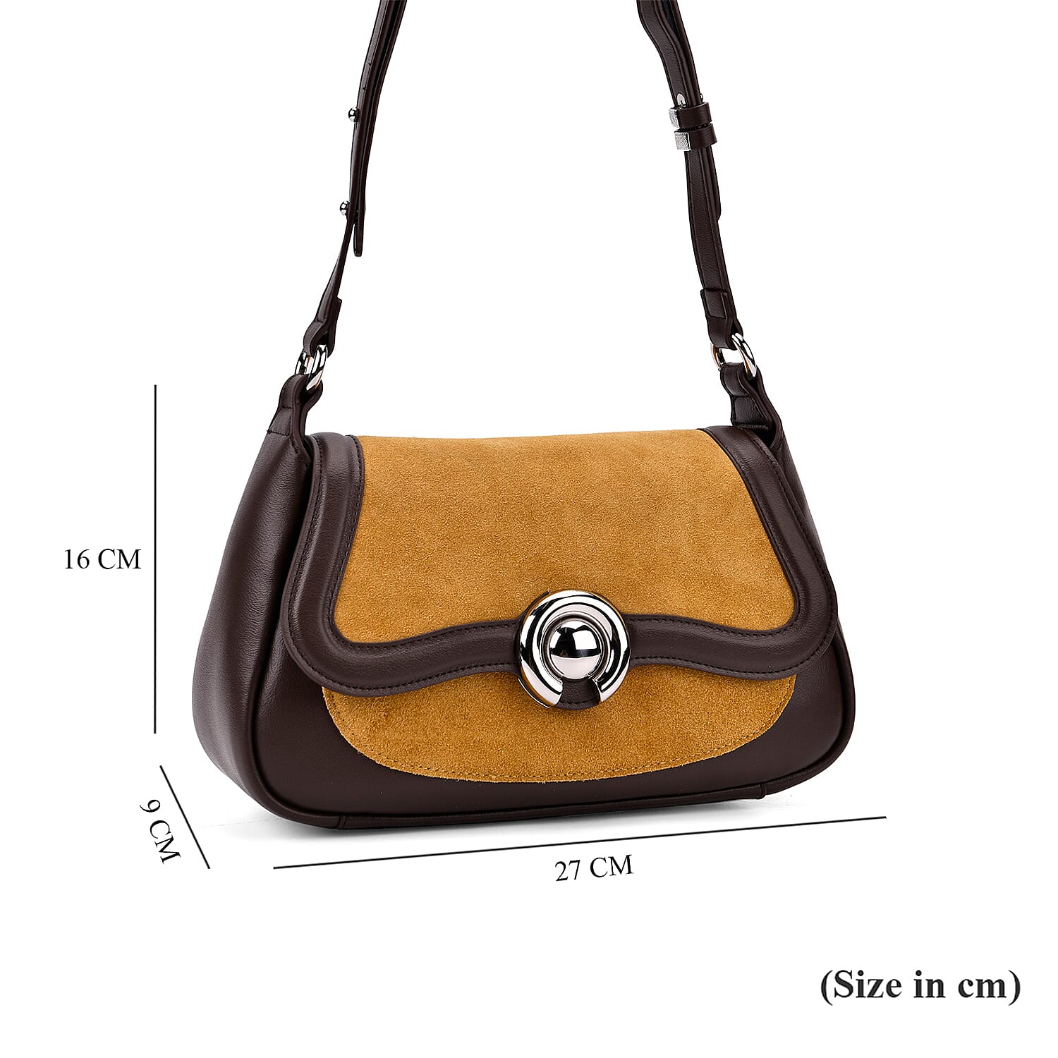 New Brand Launch - Grand Pelle Genuine Leather Crossbody Bag with Adjustable Strap - Brown &amp; Coffee 8024638 7