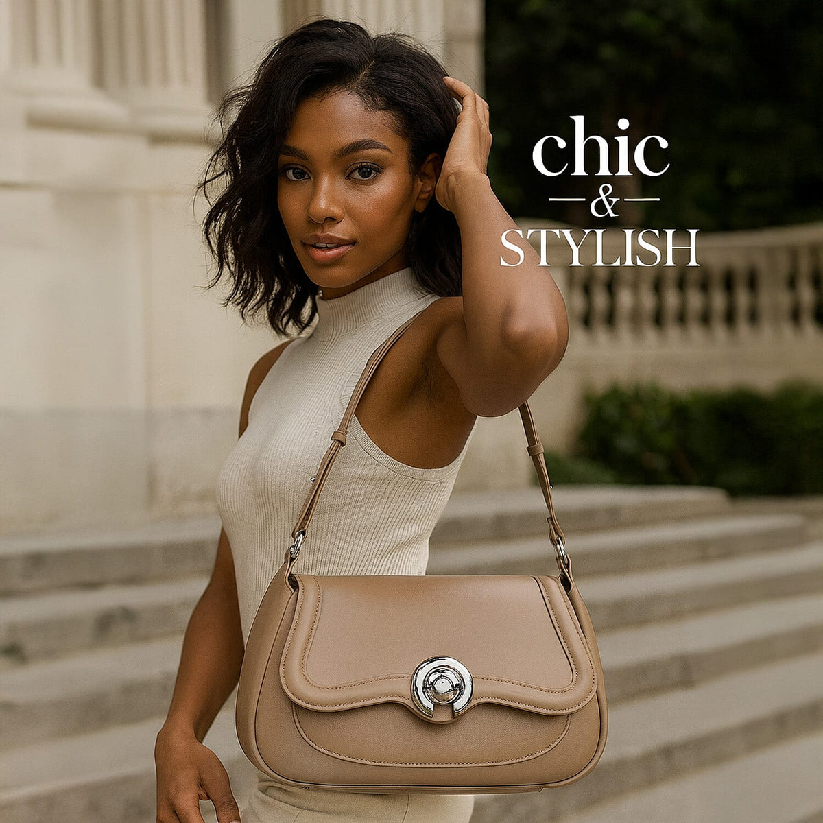 New Brand Launch - Grand Pelle Genuine Leather Crossbody Bag with Adjustable Strap - Khaki V32631049 5