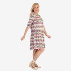 La Marey Brush Stroke Print Midi Dress (Size 12) - Olive & Pink