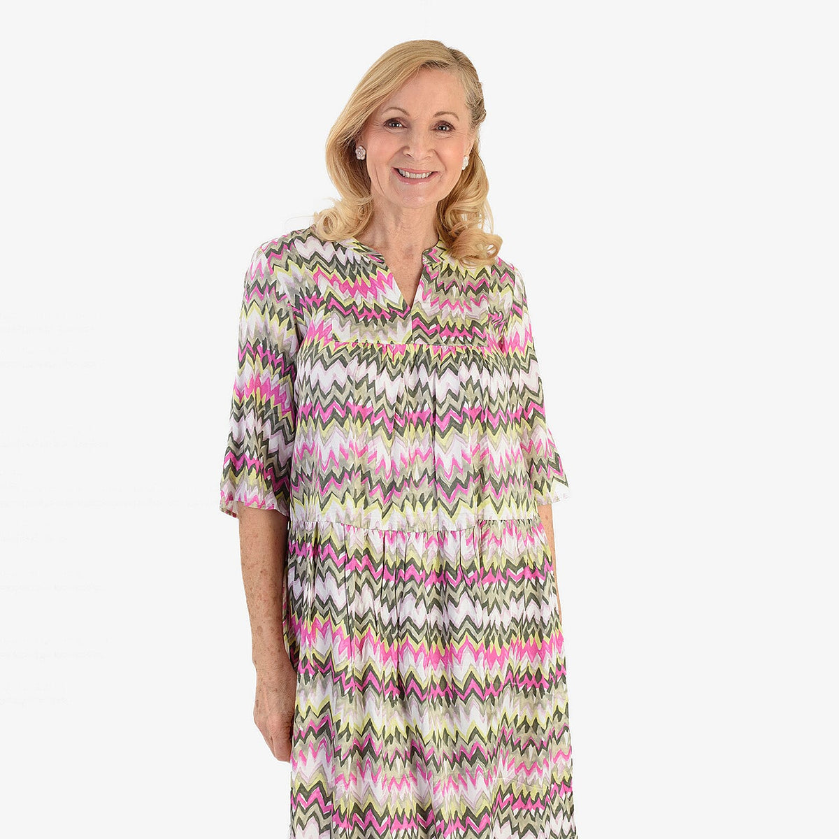 La Marey Brush Stroke Print Midi Dress (Size 12) - Olive &amp; Pink V32674127 5