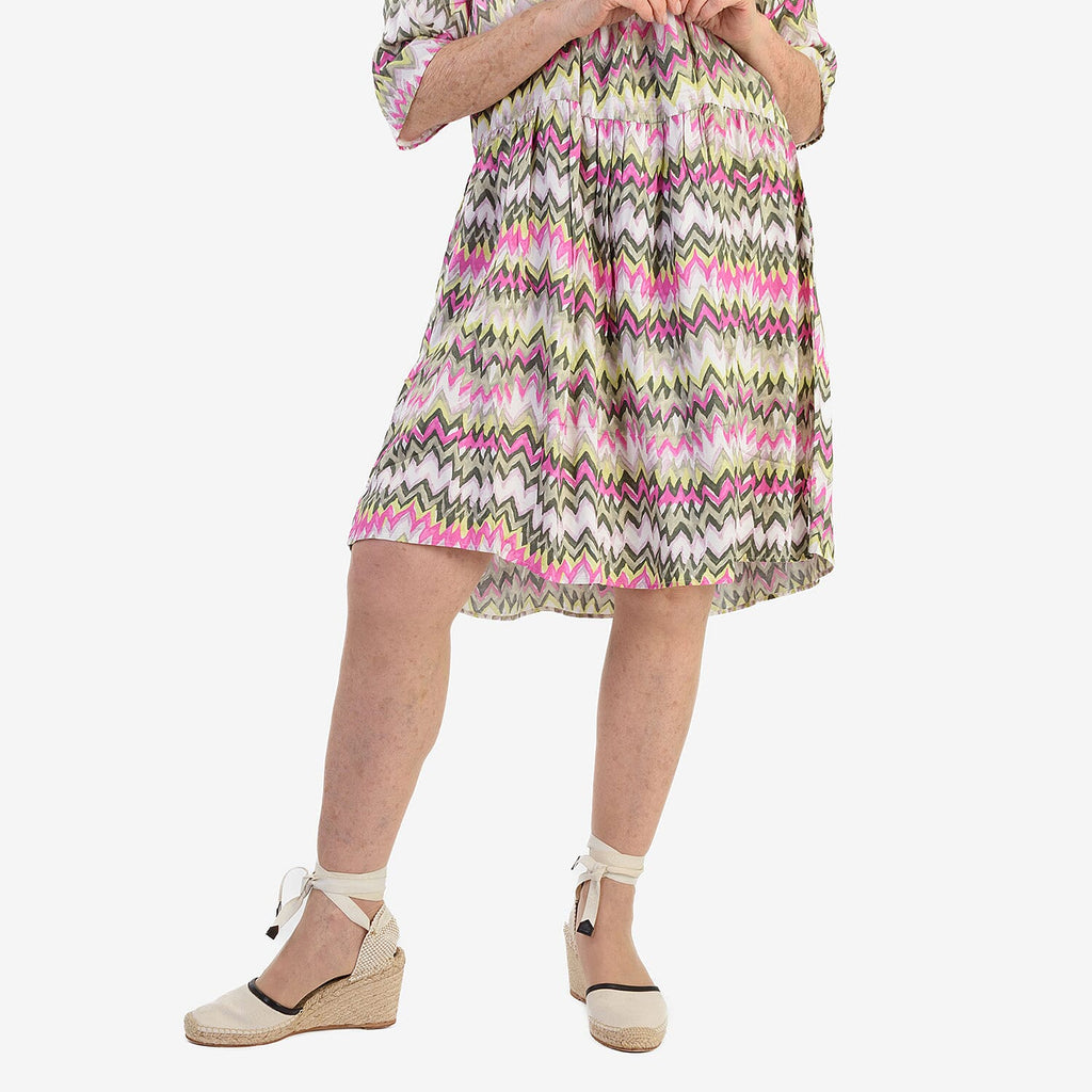 La Marey Brush Stroke Print Midi Dress (Size 12) - Olive & Pink