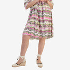 La Marey Brush Stroke Print Midi Dress (Size 12) - Olive & Pink