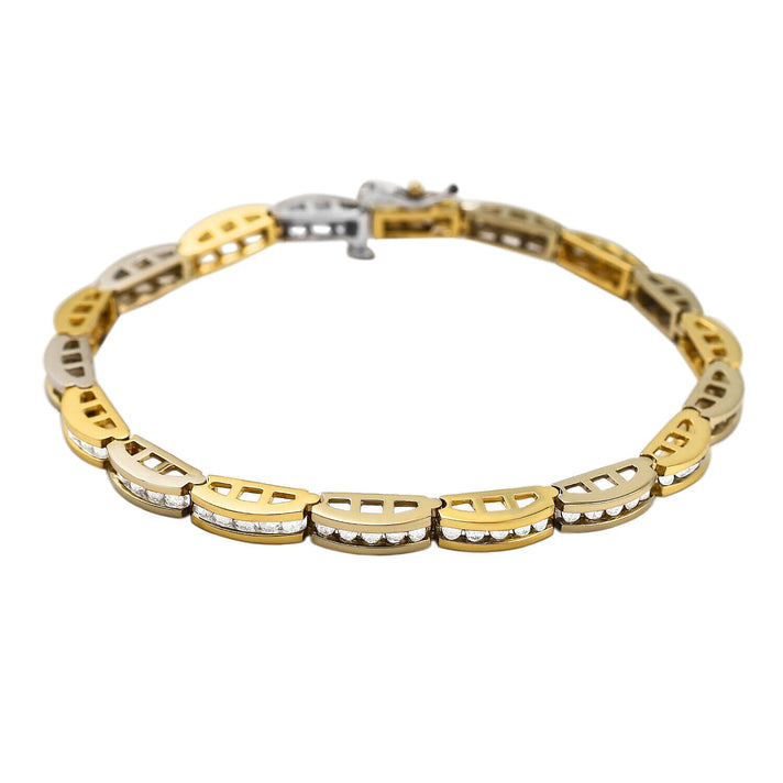 14K White and Yellow Gold Diamond (I1/G-H) Bracelet (Size - 7.5) 2.00 Ct 7275574 1