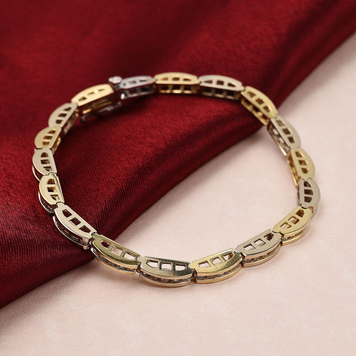 14K White and Yellow Gold Diamond (I1/G-H) Bracelet (Size - 7.5) 2.00 Ct 7275574 2