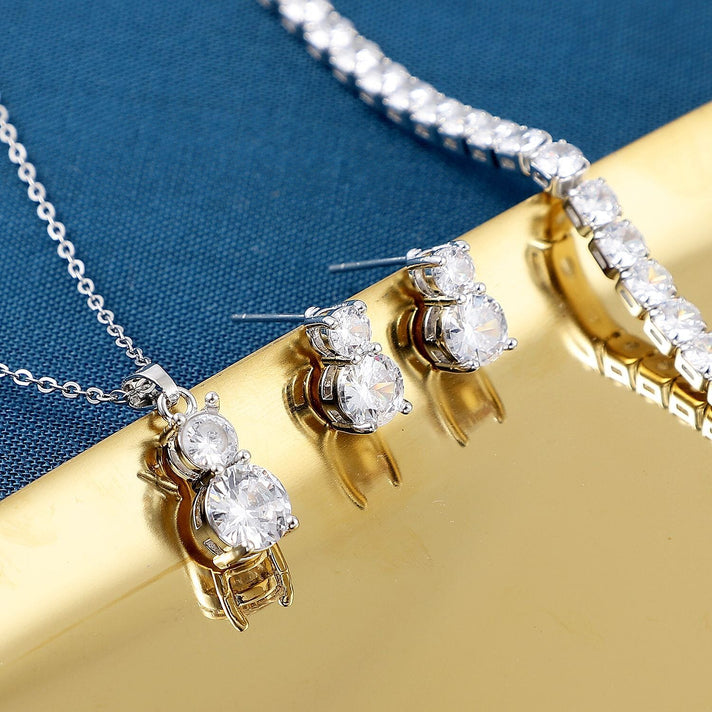 New York Close Out - 3 Piece Set - Simulated Diamond Pendant with Chain (Size 20-2 Inch Ext.), Tennis Bracelet (Size 7.75 Inch) &amp; Earrings 4110796 2