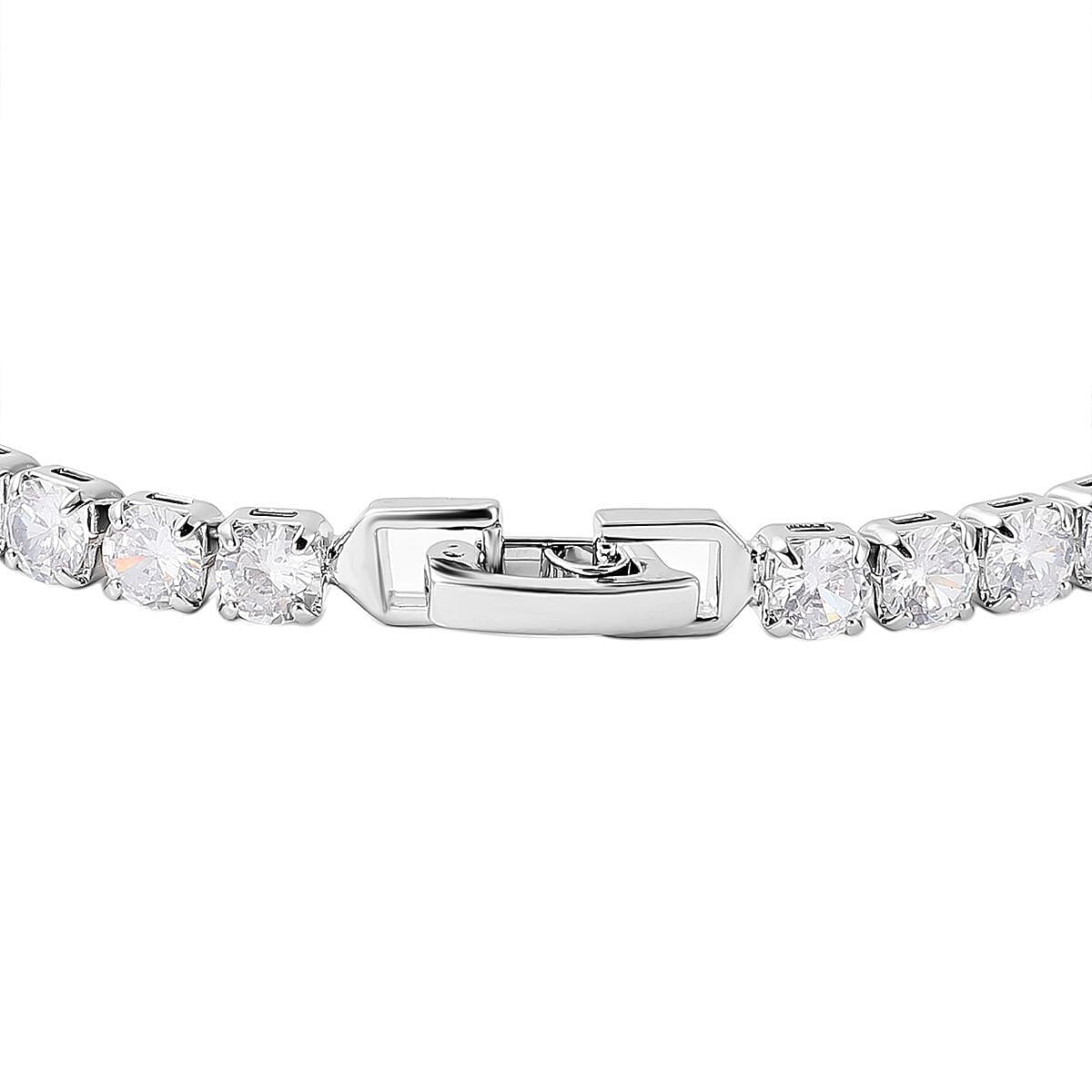 New York Close Out - 3 Piece Set - Simulated Diamond Pendant with Chain (Size 20-2 Inch Ext.), Tennis Bracelet (Size 7.75 Inch) &amp; Earrings V32351942 3