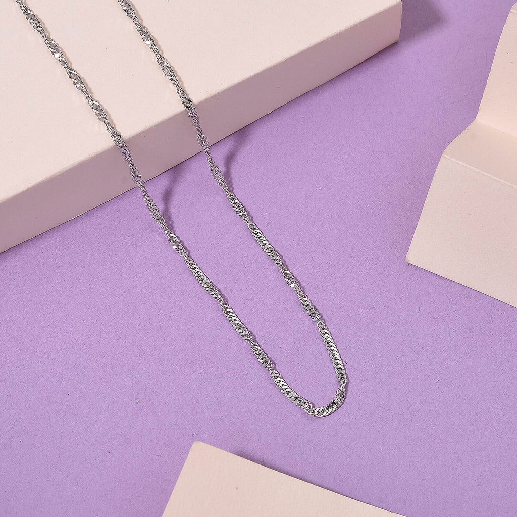 NewYork Close Out - Rhapsody 950 White Platinum Wave Solid Necklace (Size 20) Platinum Wt. 5.50 Gms.