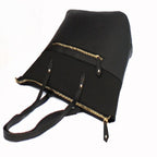 Nicole Brown Leatherette Zip Detail Shoulder Bag - Black
