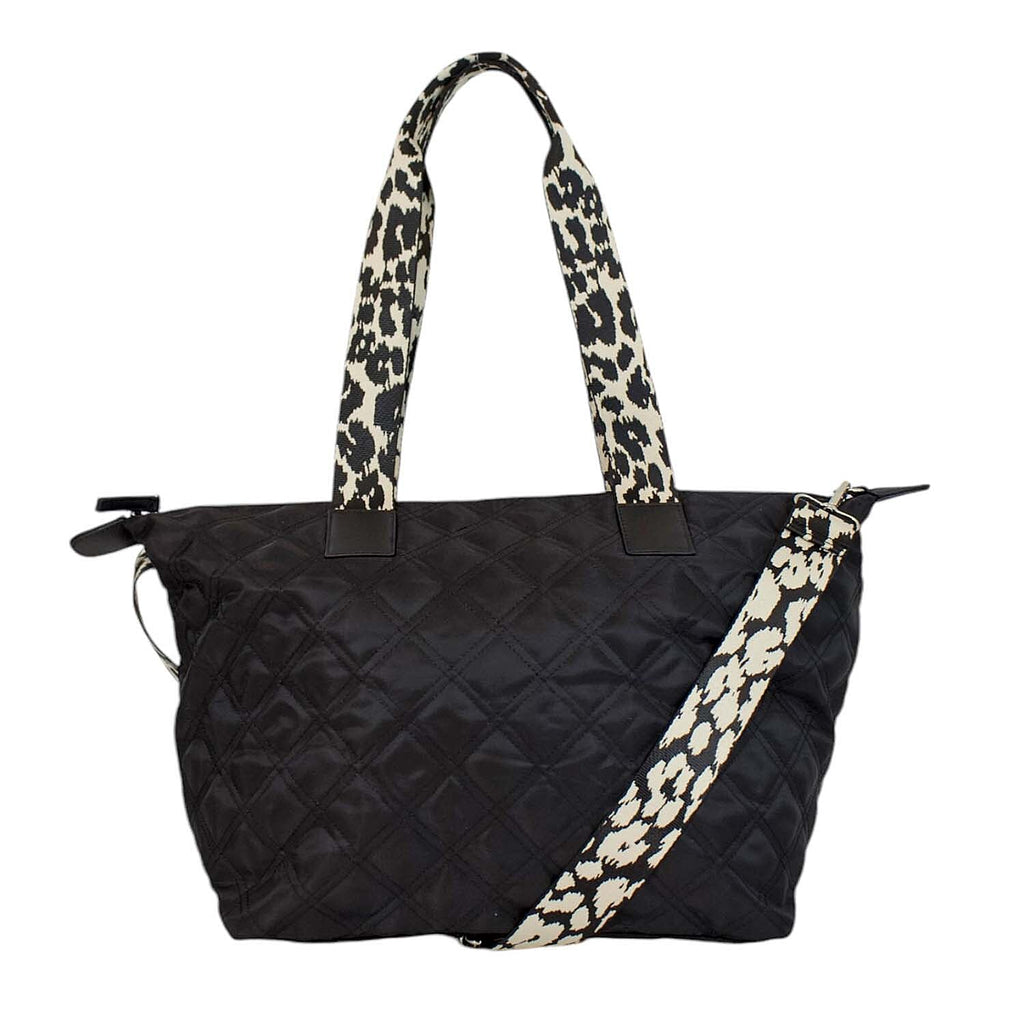 Nicole Brown Nylon Giraffe Tote Bag - Black