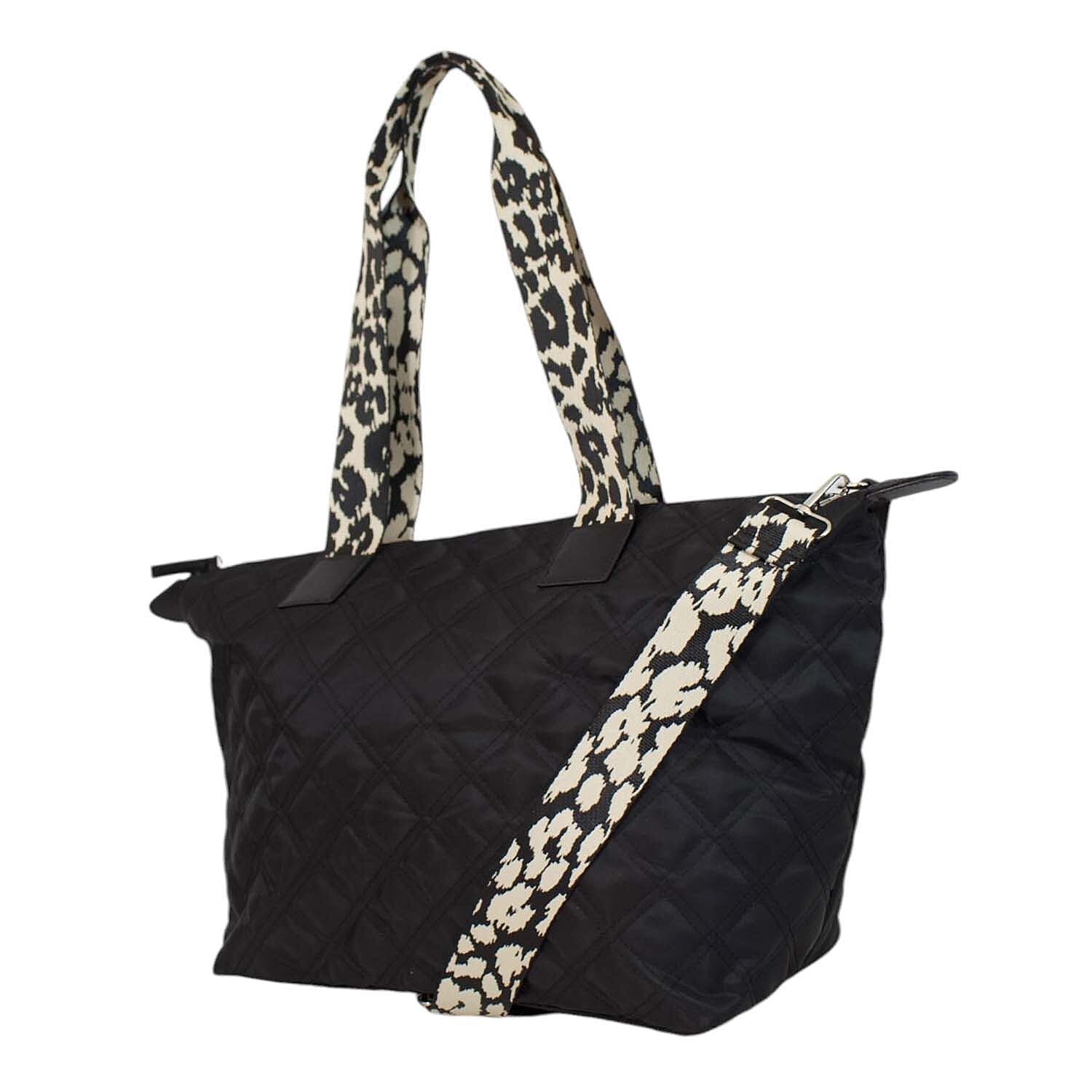 Nicole Brown Nylon Giraffe Tote Bag - Black 7982853 2
