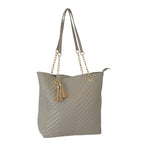 Nicole Leatherette Tote Bag - Grey
