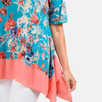 Nicole Chiffon Tunic (Size 1x1 cm) - Aqua Floral